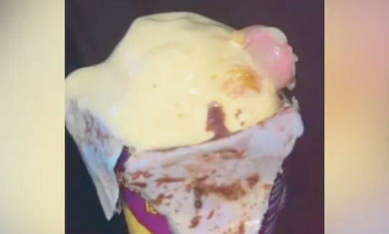 finger inside ice cream