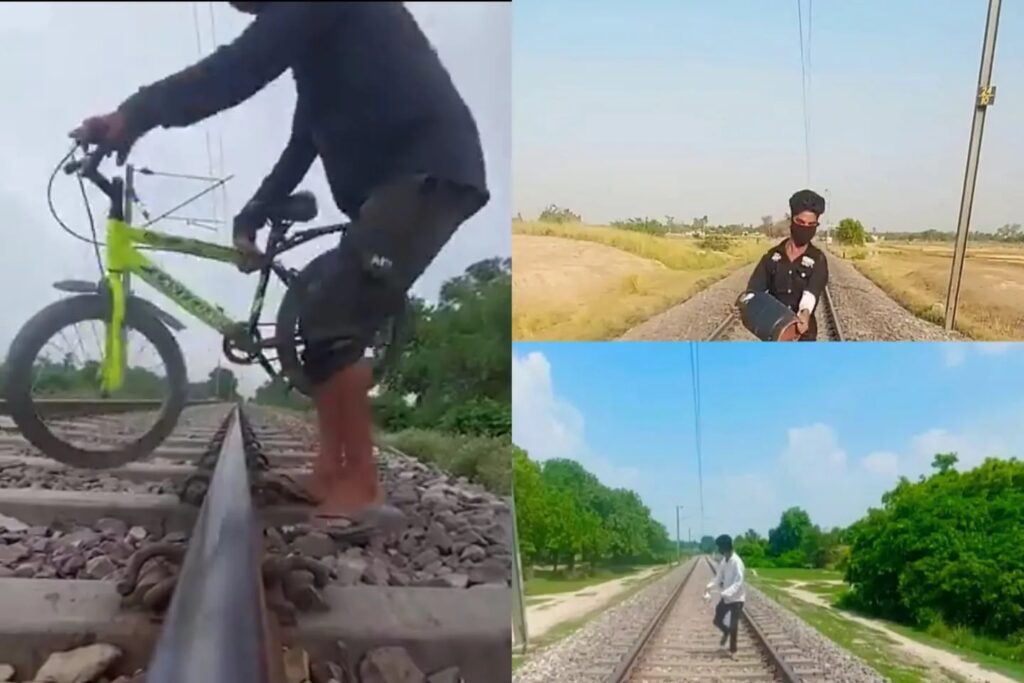 cylinders on railway tracks