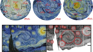 Van Goghs Starry Night Relative Scale and Spacing of Whirling Brush Strokes