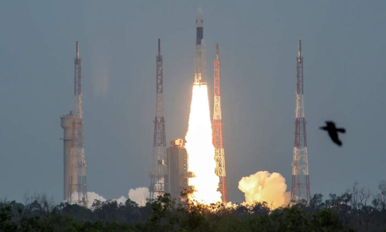 indias geosynchronous satellite launch vehicle mk iii m1 blasts off carrying chandrayaan 2 from the satish dhawan space centre at sriharikota